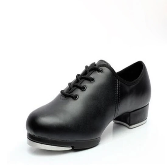 Classic Clogging Tap Shoes For Men And Women Lace Up Human Leather Middle Heel Jazz Shoe Size EU34-EU45 | Спорт и развлечения