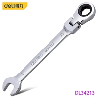 deli dl34213 movable head combination wrench specification 13mm ratchet wrenchchrome vanadium steel material hand tools polished