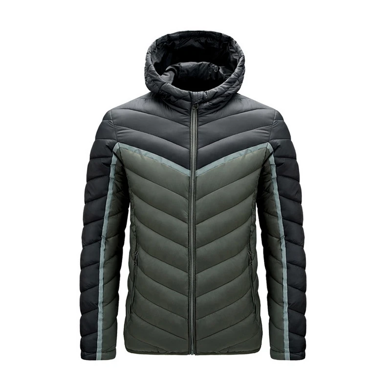 Теплые зимние парки с капюшоном мужская куртка контрастного цвета Повседневная