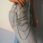 Женский трехслойный ремень в стиле хип-хоп, цепочка для ключей, поясные ремни, цепочка на джинсы, длинные металлические ремни для брюк, аксессуары для брюк
