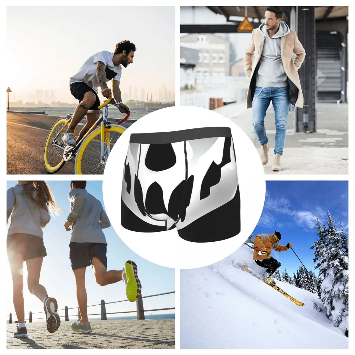 Нижнее белье с принтом костей черепов подгузников плавные векторные трусы