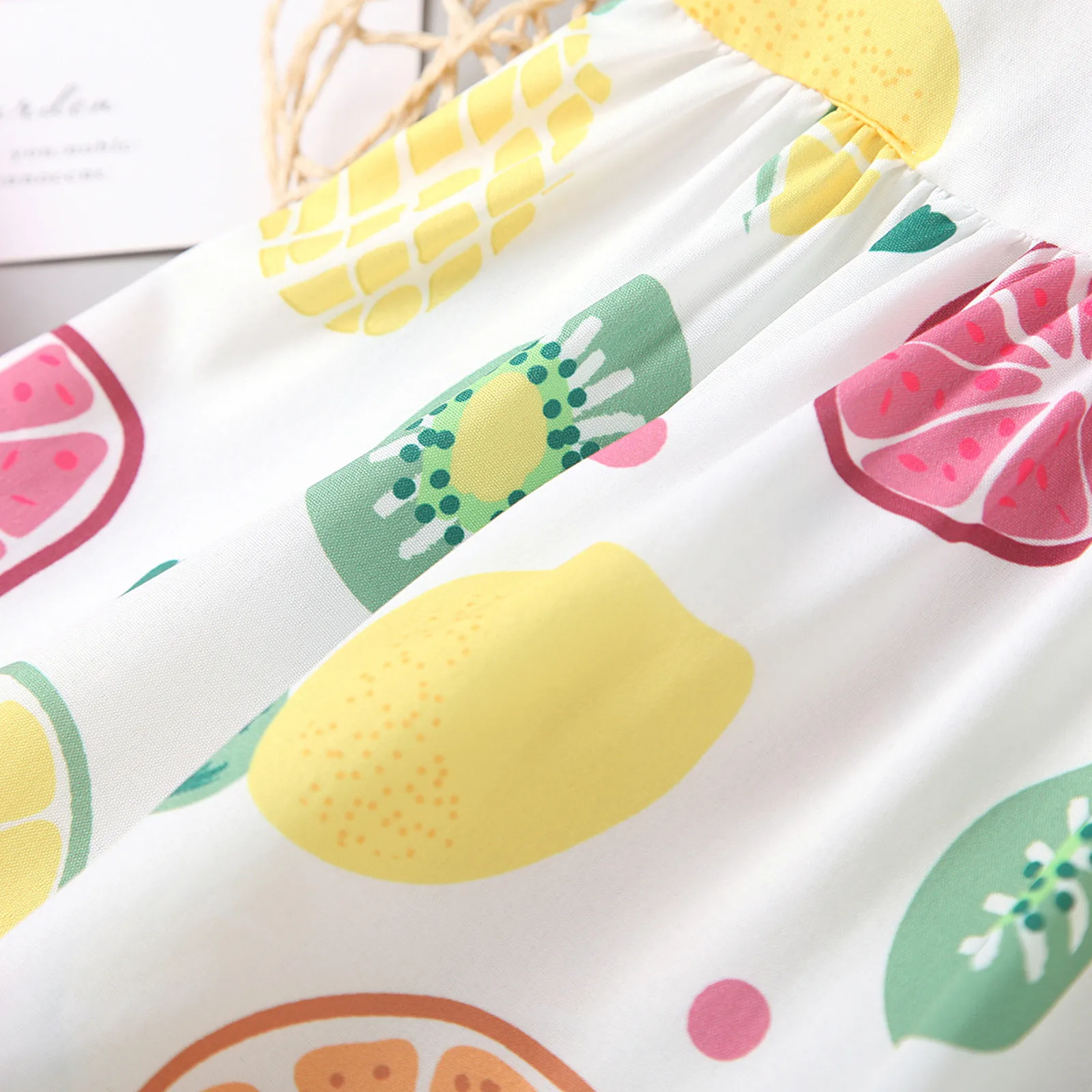 Летнее платье без рукавов с принтом фруктов для маленьких девочек принцессы