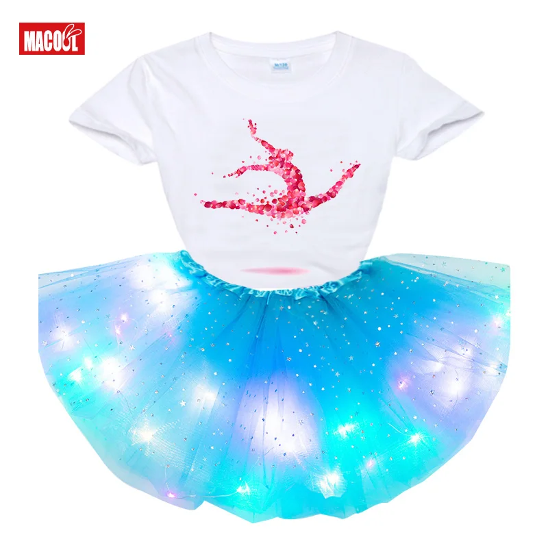 

Summer Girl Dresses for Girls Tutu Princess Party Dresses with LED Lights Flower Birthday Party Cosplay Costume Girls Clothing