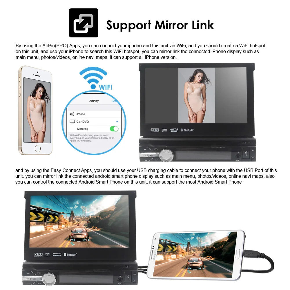 Универсальный автомобильный DVD плеер 1 din Android 10 четырехъядерный GPS Wifi BT Радио 2 Гб