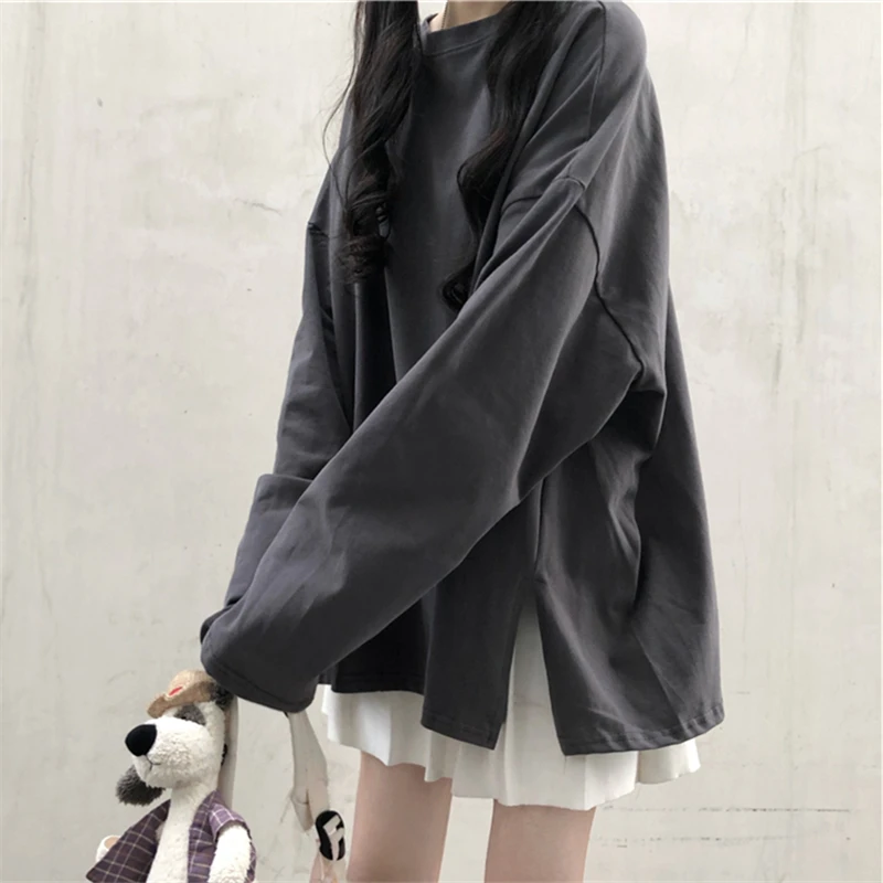 

Women's Long-Sleeved T-shirt, Spring and Autumn Ins Super Popular Korean Style Loose Fashionable Student BF Idle Style Msschf