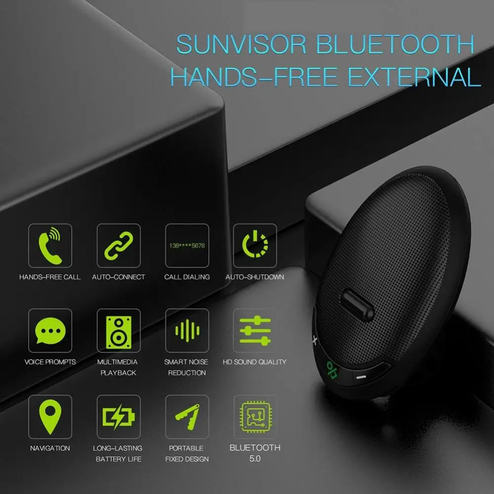 

80% Hot Sale Wireless Vehicle Car BT-100 Compact ABS Smart Bluetooth 5.0 Memory Connection Car Handsfree Speaker Car Accessories