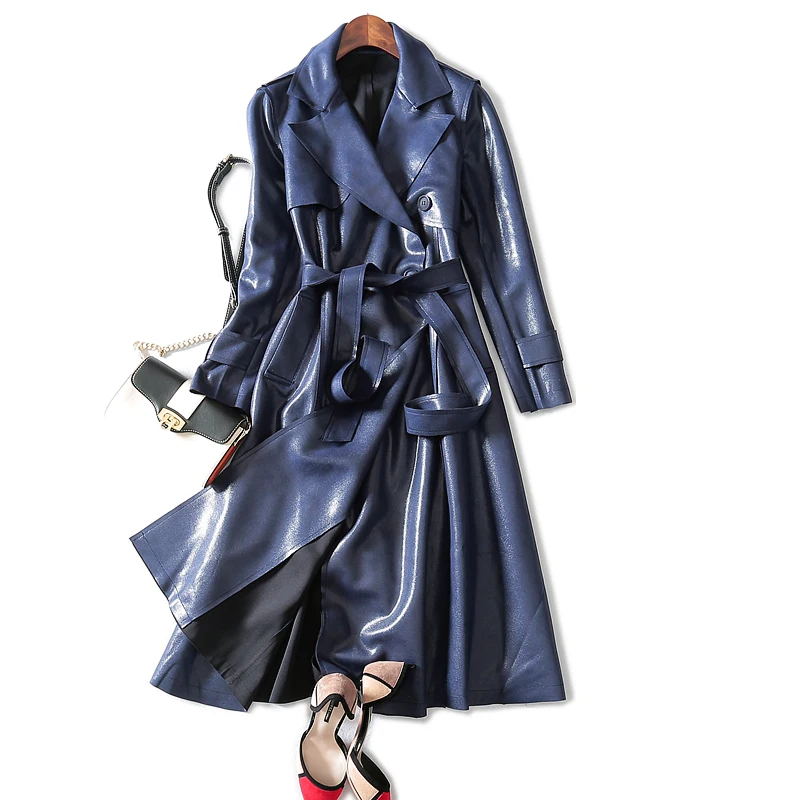 2021 New Autumn Suede Trench Coat Women Casual Long Coat With Belt Windbreaker Female Spring Vintage Double-Breasted Outerwear