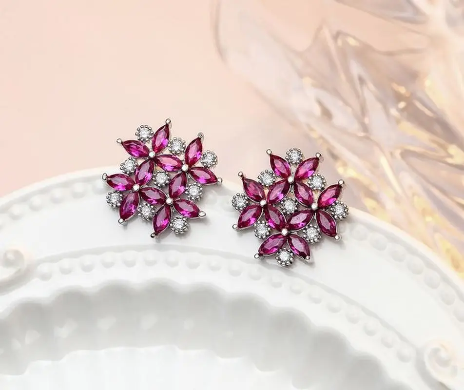 Корейский Стиль прикольного персика Блоссом Стад 925 серебряные серьги Цветочные