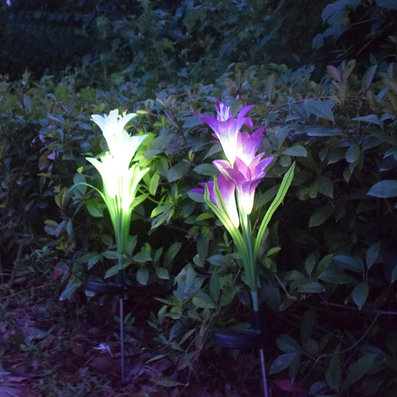 

LED Solar Lily Lantern Simulation Lantern Outdoor Decorative Lawn Lamp Solar Panel Lamp Garden Lighting Inserting Lawn Light