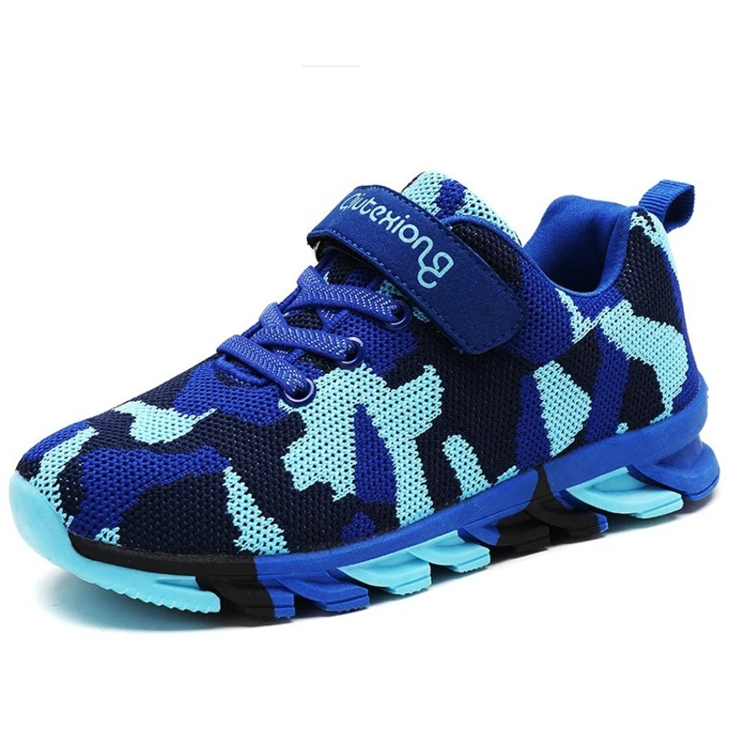blue kids shoe 1721 Яркие детские кроссовки для мальчиков; дышащие кроссовки из сетчатого материала; Детская уличная спортивная обувь на липучке для маленьких девочек; цвета хаки; кроссовки - Цвет: blue kids shoe 1721