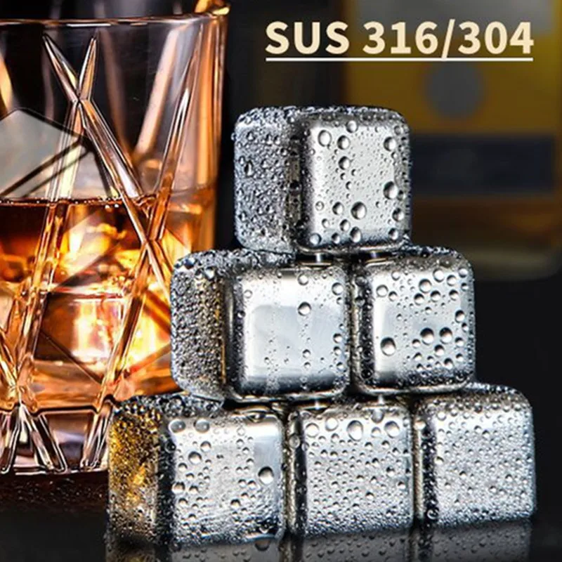 

Stainless Steel Metal Ice Cube Quick-Frozen Tartar Granulator Reusable Chilling Stones for Whiskey Wine, Keep Drink Cold Longer