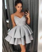 sexy silver appliques cocktail dresses 2022 spaghetti strap a line satin semi formal party dress for girls homecoming vestidos