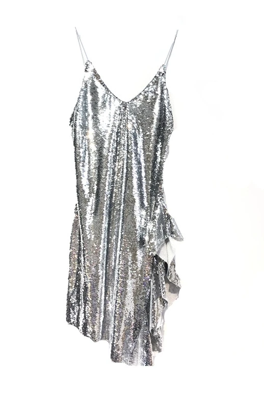 

Dinner Sexy V Neck Strap Sequins Dress Women's Clothing 2021 Party Irregular Mid Length Base Dress Female Party Night Club Dress