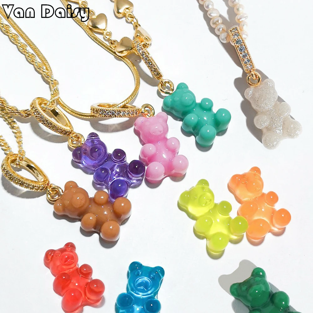 Воротники с прозрачным медведем из полимера позолоченные для женщин и мужчин