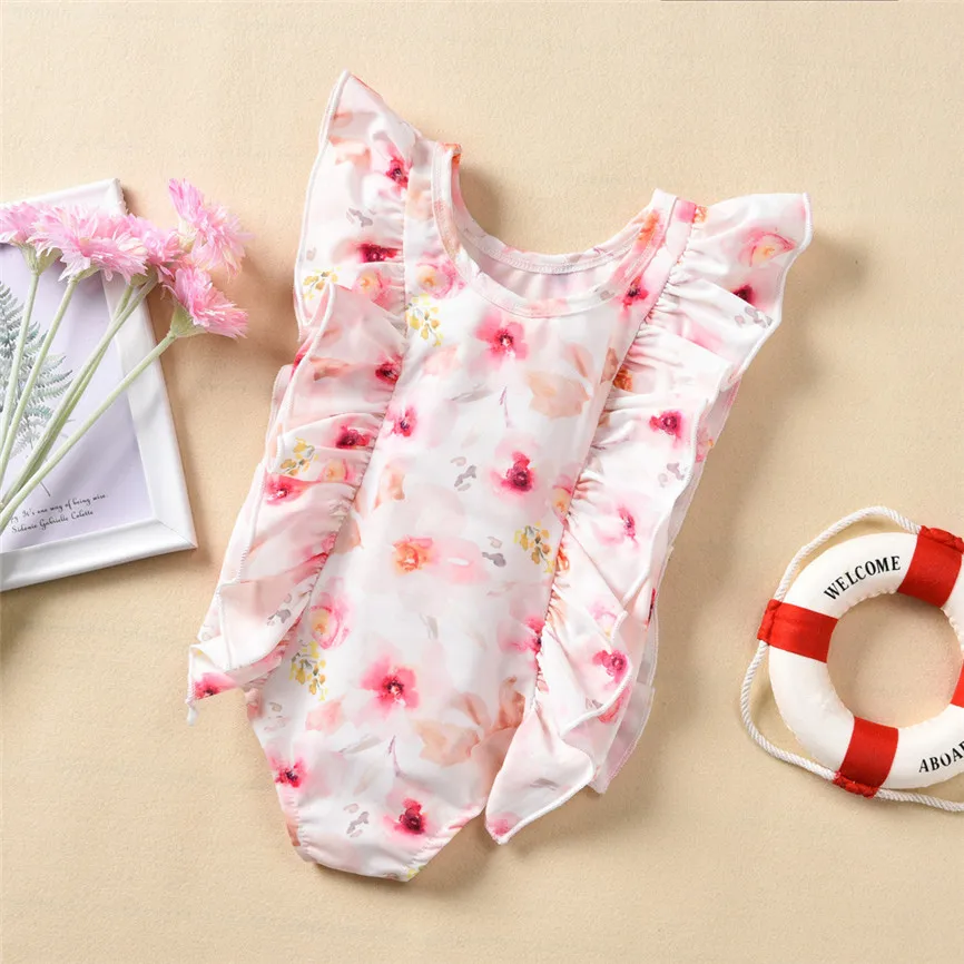 Детское бикини с цветами Модный милый купальник для маленьких девочек красивый