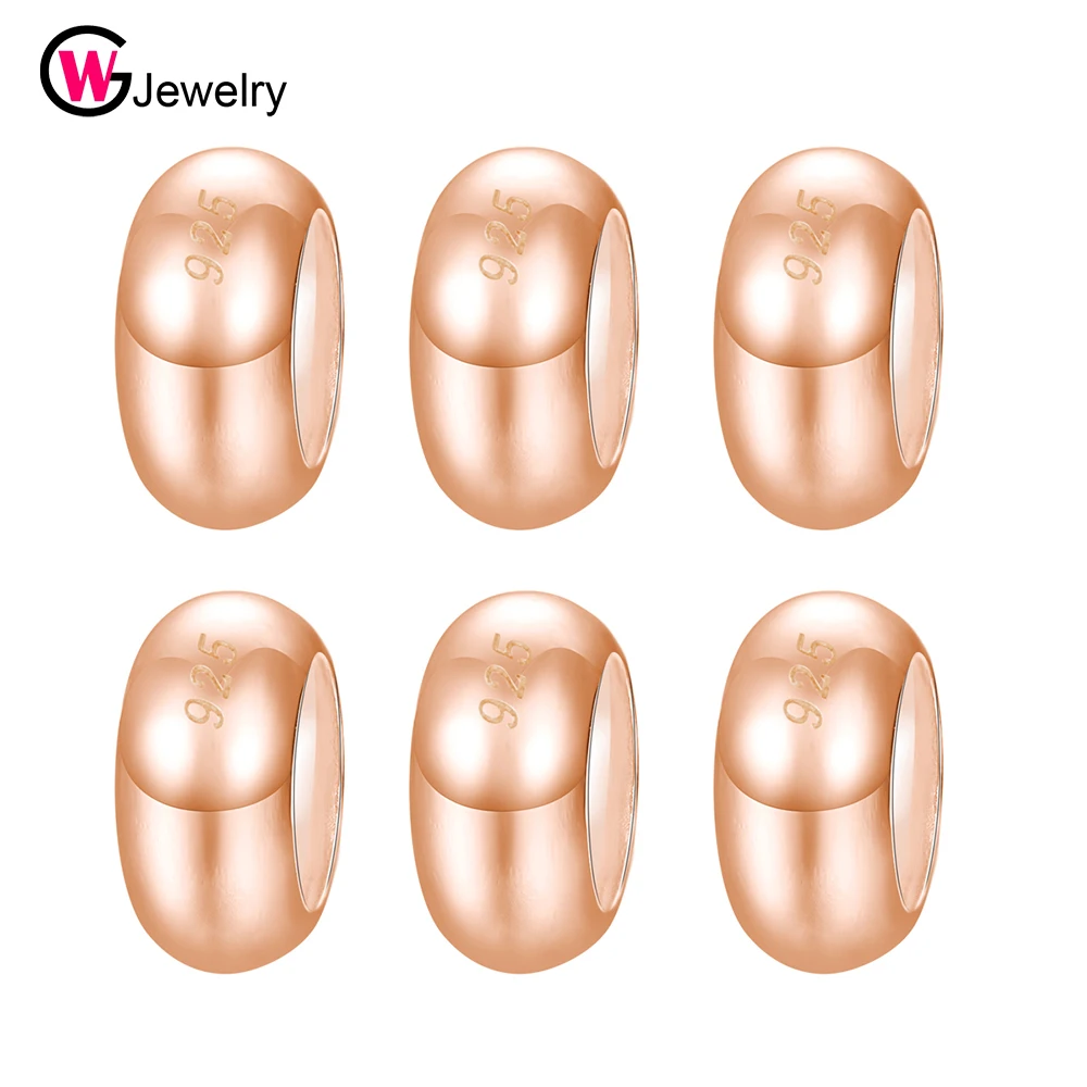 

6Pcs/Lot Rose Gold 925 Pure Silver Stopper Beads 4 Styles Spacer Charms Sterling Silver Original Bracelet DIY Making Jewelry GW