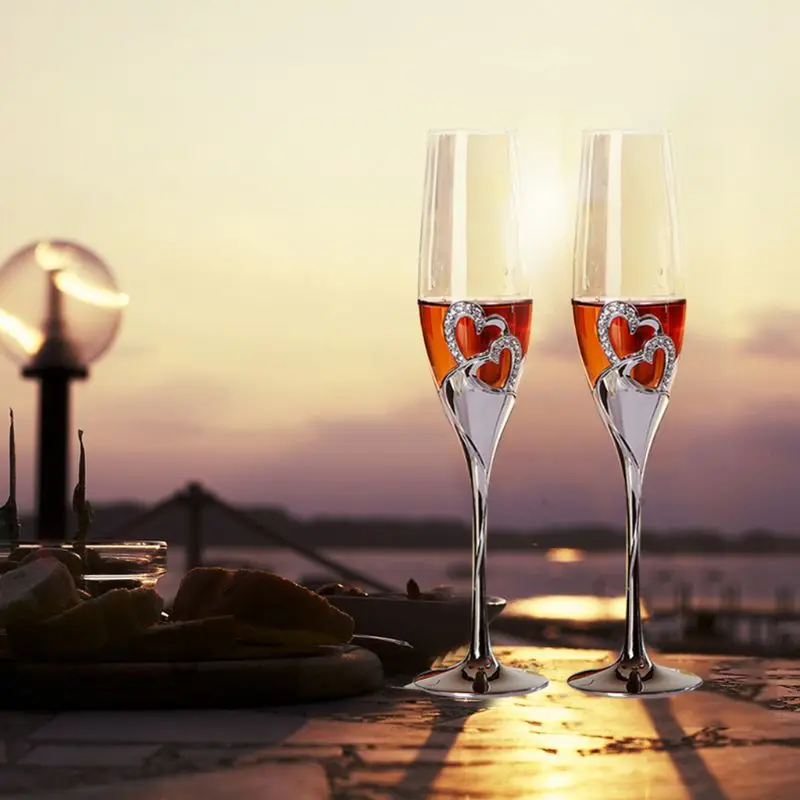 

Champagne Toasting Flutes Wedding Accessories, Silver Hearts, Set of 2 P9YB