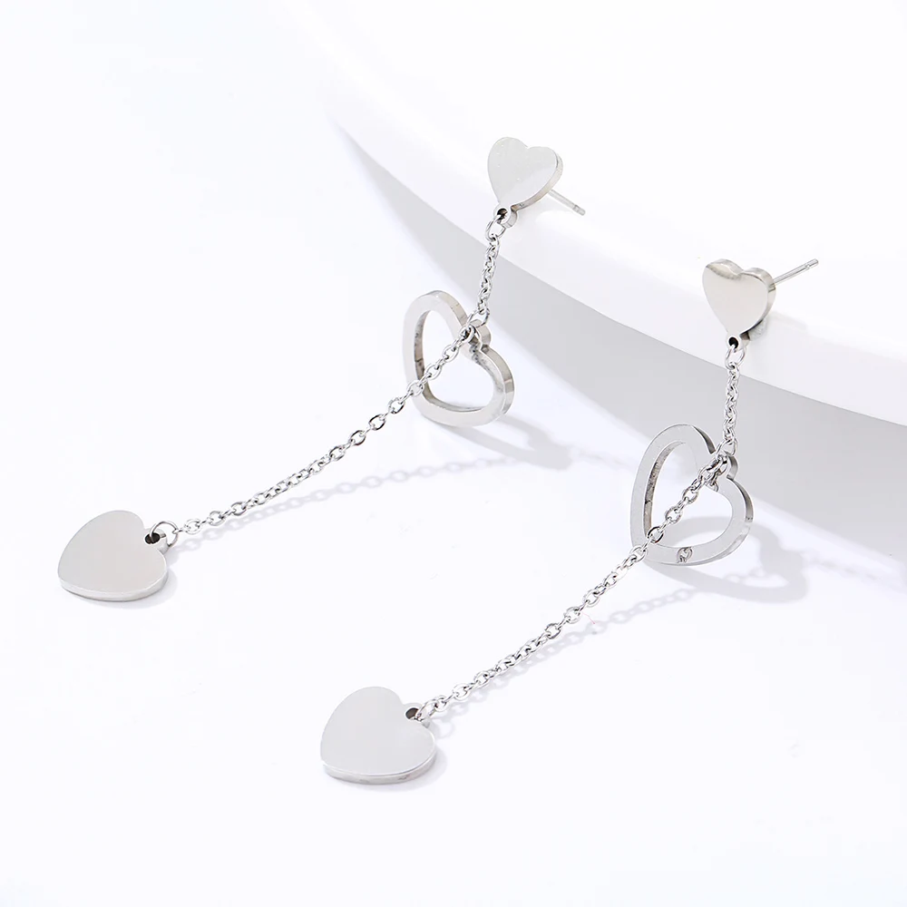 Корейские модные длинные геометрические серьги-кисточки в форме сердца серьги