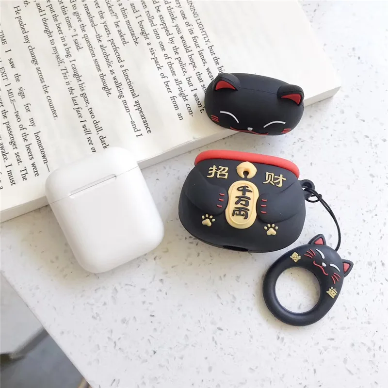 Чехол с 3D рисунком кота на удачу для AirPods милый силиконовый чехол Bluetooth защитный