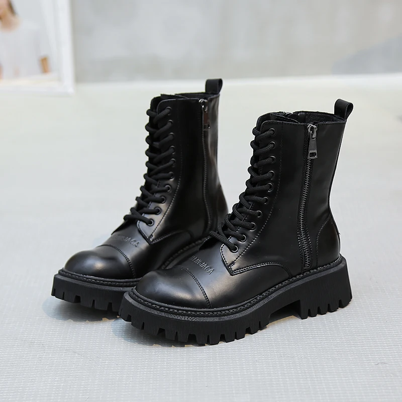 Женские ботильоны на платформе 2020 модные кожаные готические ботинки в