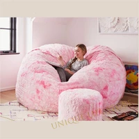 15075cm dropshipping giant fur bean bag cover big round soft fluffy faux fur beanbag lazy sofa bed cover living room furniture