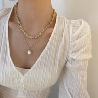 baroque link chain pearl necklaces for women girls trendy classic elegant multi layer pearl chain necklace fashion jewelry gifts