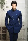 Мужской Блейзер в индийском стиле, Темно-Синий Облегающий костюм из 2 предметов, смокинг для свадебной вечеринки и выпускного вечера, 2021