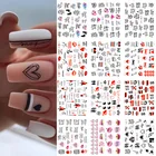 12 шт. в упаковке, на День святого Валентина, любящее сердце с цветочным рисунком для девочек, ползунки для ногтей маникюр водяные наклейки для ногтей искусство украшения наклейки водяных знаков