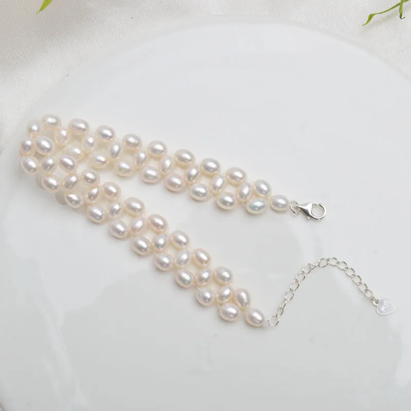 ASHIQI из настоящего натурального пресноводного жемчуга браслет 925 стерлингового