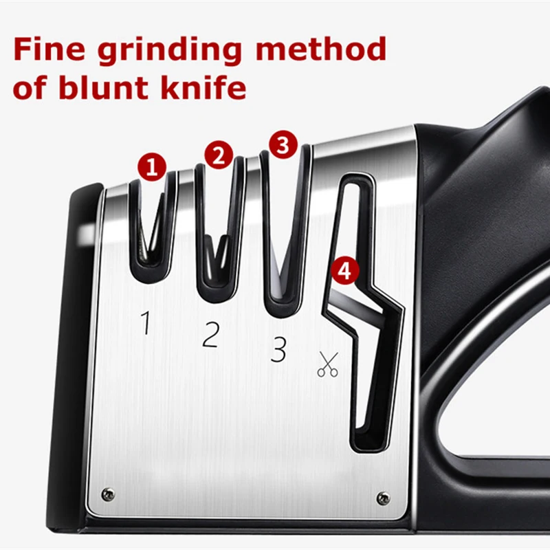 

Kitchen Knife Sharpener 4 in 1 Diamond Coated&Fine Rod Knife Shears and Scissors Sharpening Stone System Stainless Steel Blades