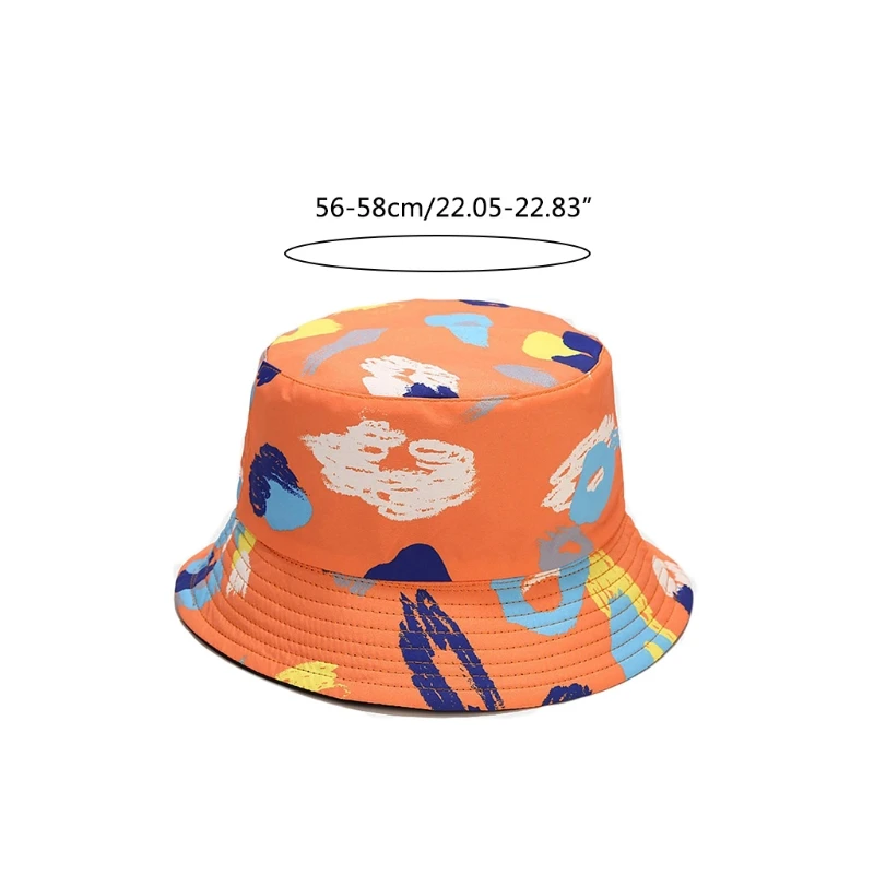 

Lips Decorated Bucket Hat in Cotton Fisherman Travel Sunhat Outdoor Panama for Men Women with Flat Top