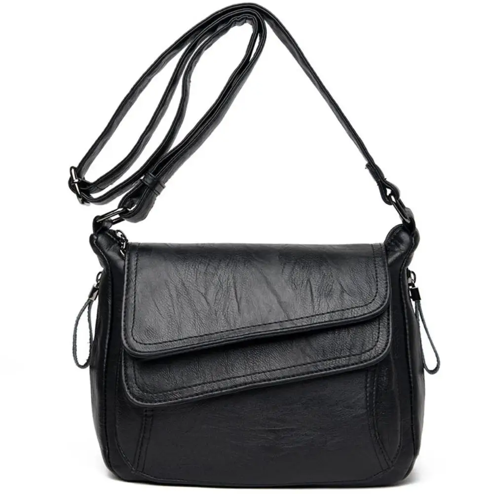 Модная однотонная мягкая натуральная кожа женская повседневная сумка через