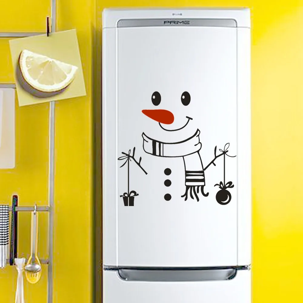 

Cute Sticker Fridge Christmas Decoration Snowman Happy Delicious Kitchen Fridge Wall Stickers Art DIY New Year Party Ornaments