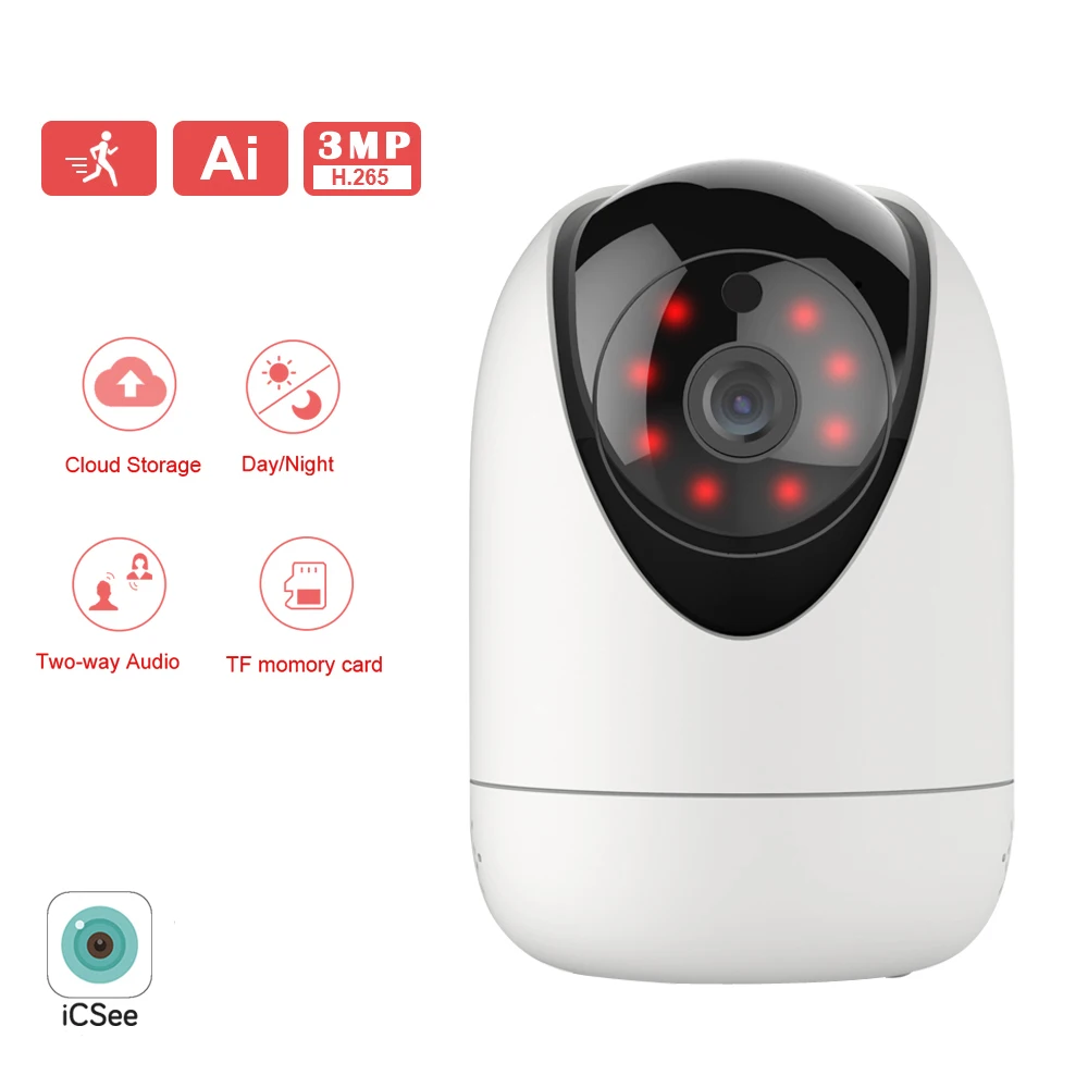 3MP Ai Отслеживание Wi Fi IP Камера Беспроводной CCTV видеонаблюдения ИК Ночное видение