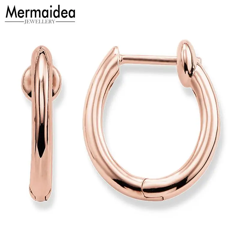 Креольские серьги кольца с петлями розовое золото модные хорошие ювелирные