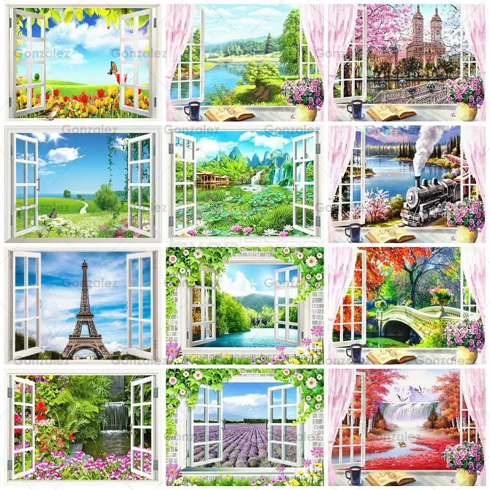 

Diy Diamond Painting Outdoor Window Scenery Embroidery Full Drill Mosaic Cross Stitch Art Handmade Gifts Crafts Home Decoration