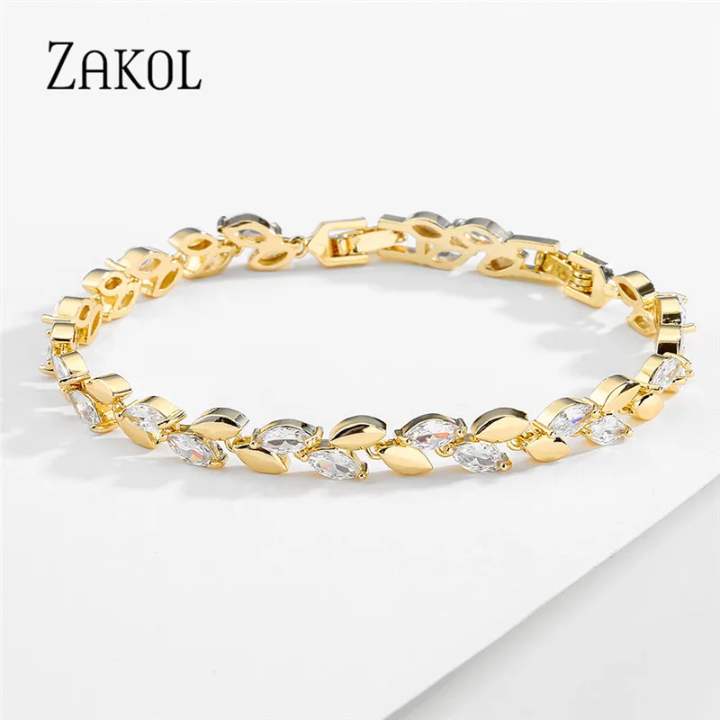 ZAKOL трендовые очаровательные браслеты Marquise Cut с кубическим цирконием для женщин 3A