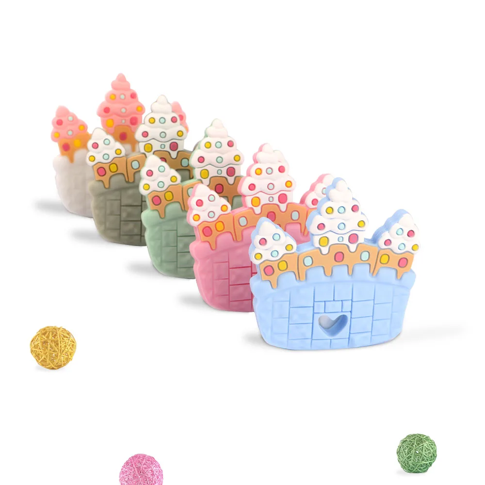 Kovict-mordedor de silicona de corona de helado, mordedor Molar DIY, cadena de chupete, accesorios de joyer&iacute;a, juguetes de lactancia masticables para beb&eacute;s, 5/10 Uds.-3