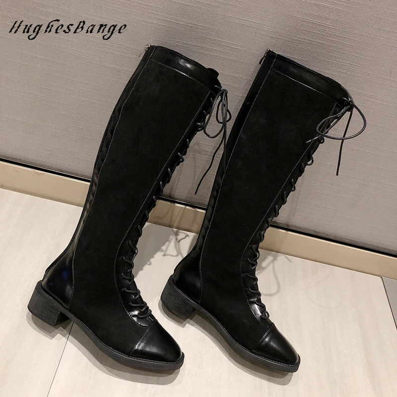 Обувь Martin женские зимние сапоги облегающие высокие коричневые до колена Модные