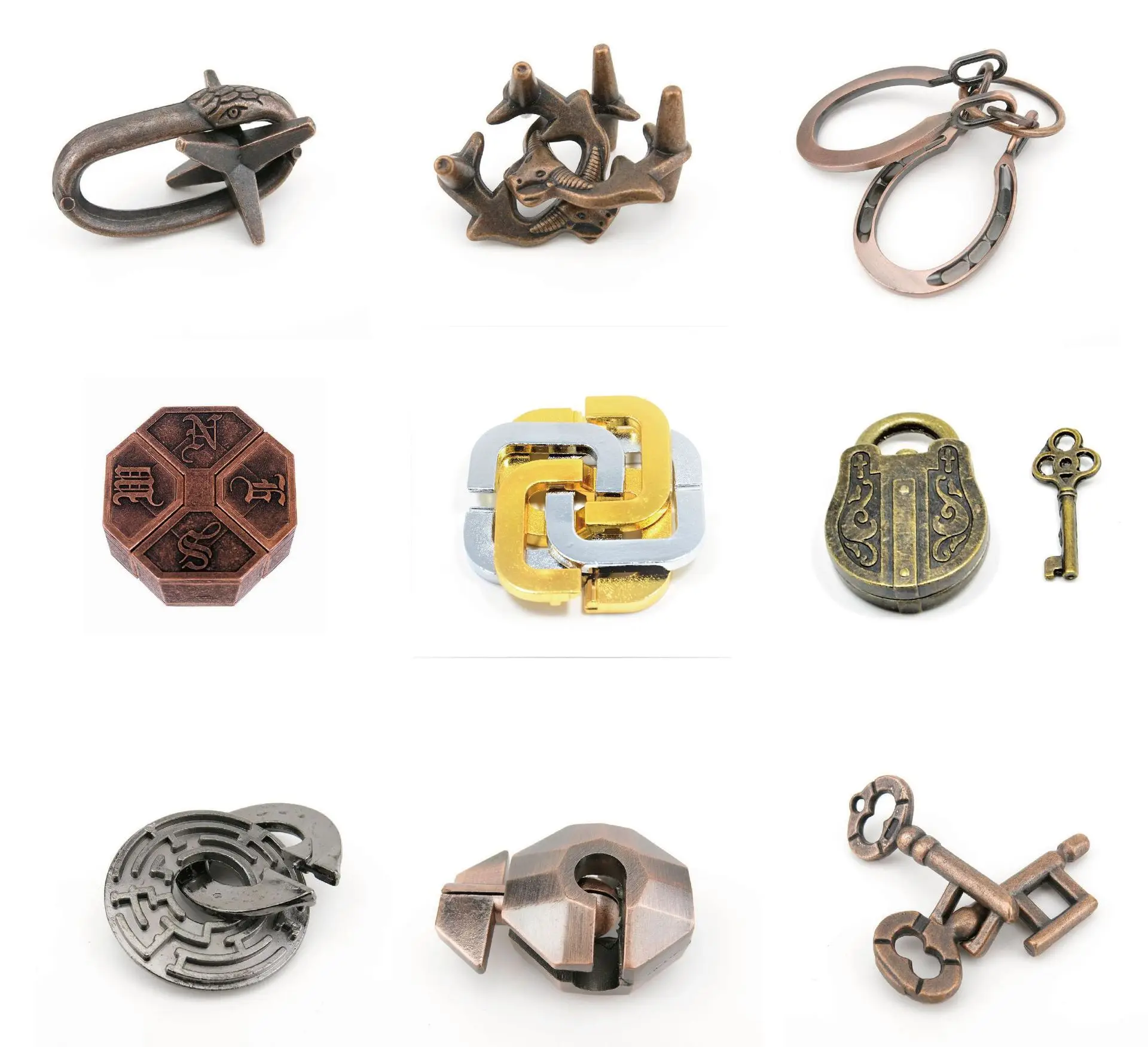 Подарок для взрослых винтажная металлическая головоломка с замком классная