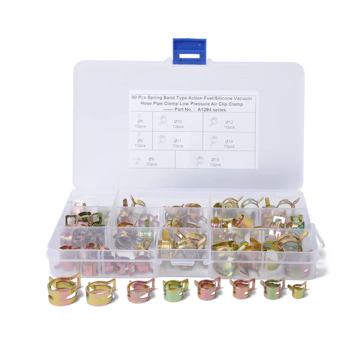 

80pc 6-15mm 8 Size Car Spring Clip Fuel Line Hose Clip Water Pipe Air Tube Clamp Fastener Car Plumbing Tools Accessories