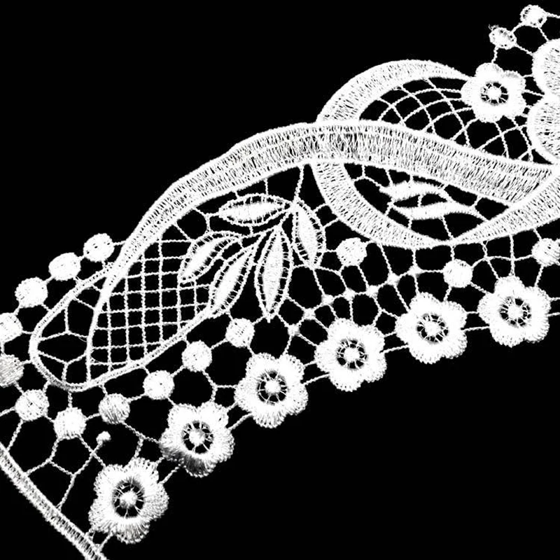 2019 Высококачественная белая кружевная ткань с вышивкой Кружевная аппликация