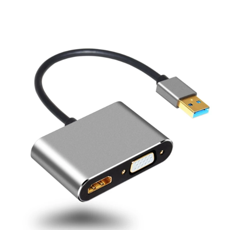 Переходник 2 в 1 с USB 3 0 на HDMI + VGA адаптер для HDTV док-станция ПК-проектора |