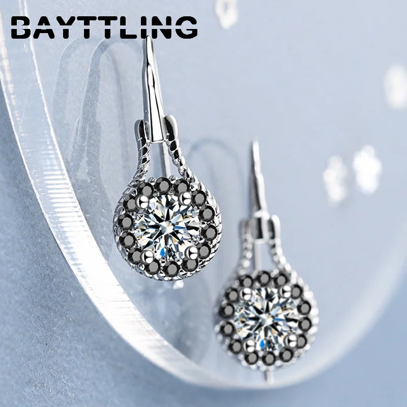 

BAYTTLING 925 Sterling Silver High Quality 20MM Round CZ Zircon Pendant Earrings For Women Fashion Simple Christmas Gift Jewelry