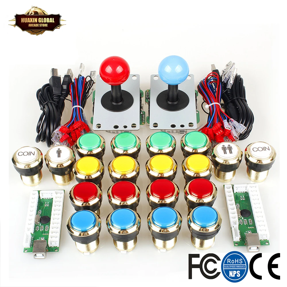 Комплекты для аркадных игр сделай сам 2 игрока USB-кодировщик джойстик ПК +