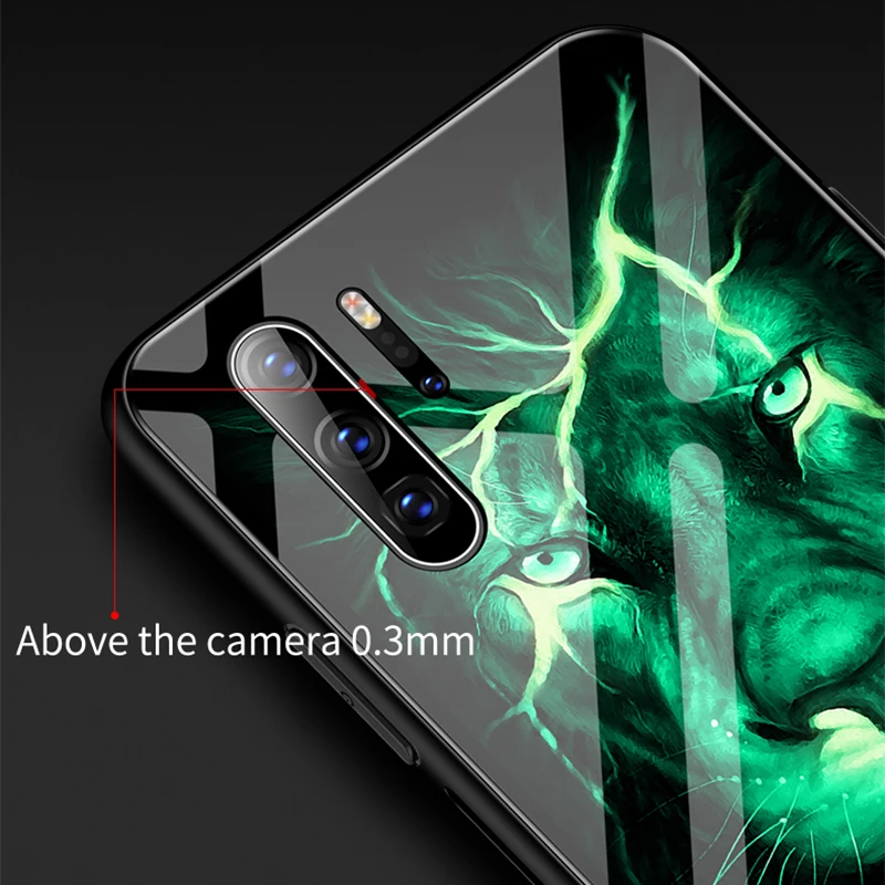 Lion Phoenix Wolf Tiger Luminous Glass Case For Huawei P40 P30 P20 Mate Honor 30 20 10 9 8 X Pro Lite Luxury Phone Cover Coque