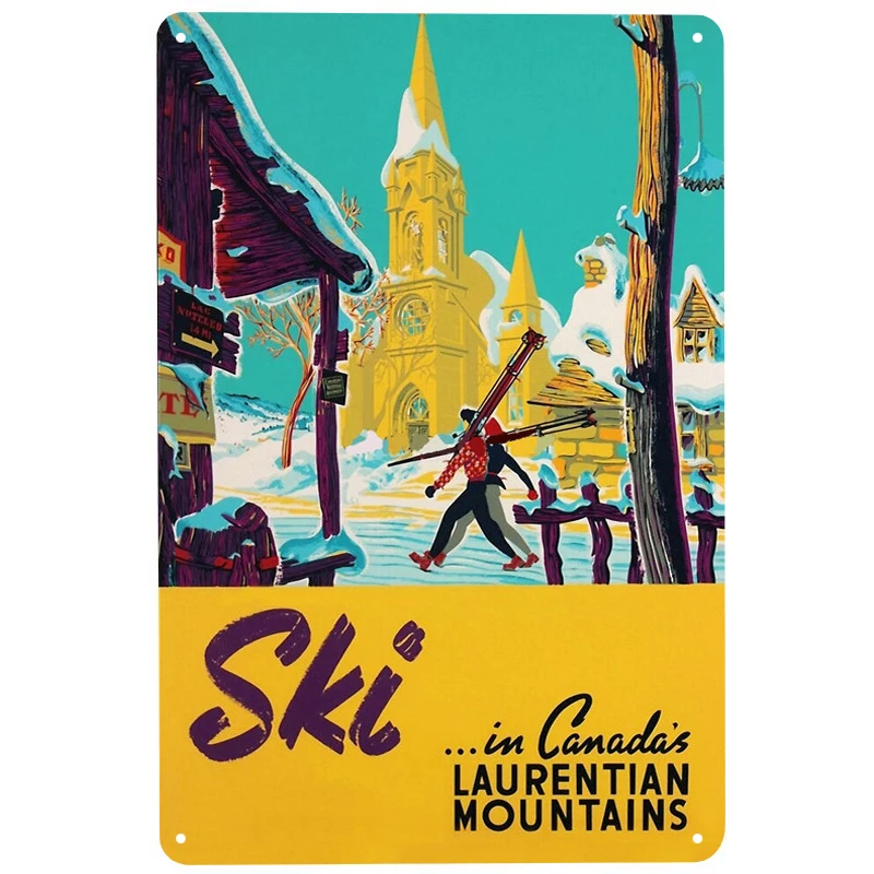 

Winter Sport ski printed Vintage Metal Signs Retro Tin Signs Funny Poster Decor for Bar Pub Club Decoration for Living Room Home