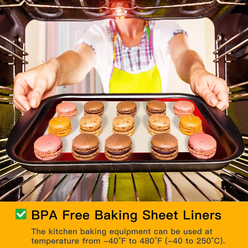 

2Pcs Baking Mat Silicone BBQ Grill Mats Not Stick High Temperature Resistance Cooking Baking Mat For Rolling Dough Pizza Maker