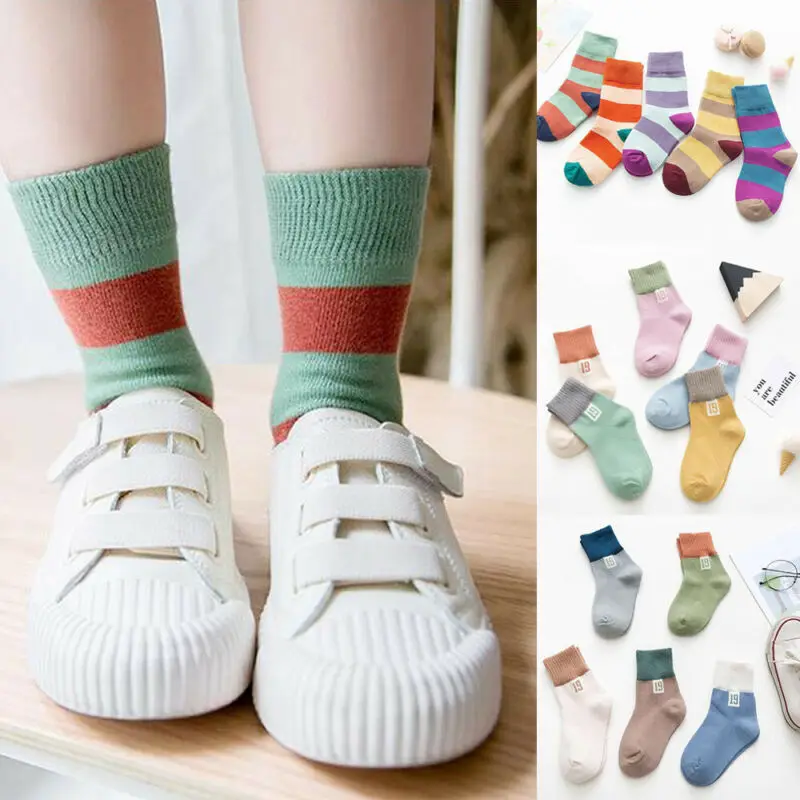 Модные детские носки для мальчиков и девочек 5 пар мягкие теплые хлопковые в