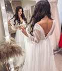 Женское свадебное платье It's yiiya, белое платье до пола из органзы с глубоким V-образным вырезом, длинными рукавами и жемчугом на лето 2021